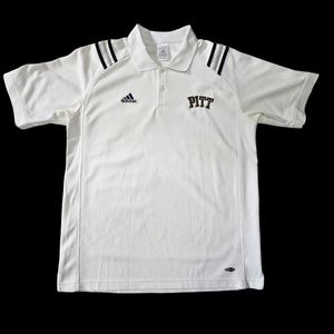 Pittsburgh Pitt Panthers Adidas White Polo Shirt NCAA Football Men's Medium